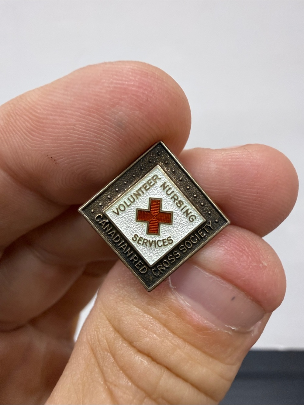 Birks Sterling Silver Volunteer Nursing Services Enamel Pin - Red Cross Design